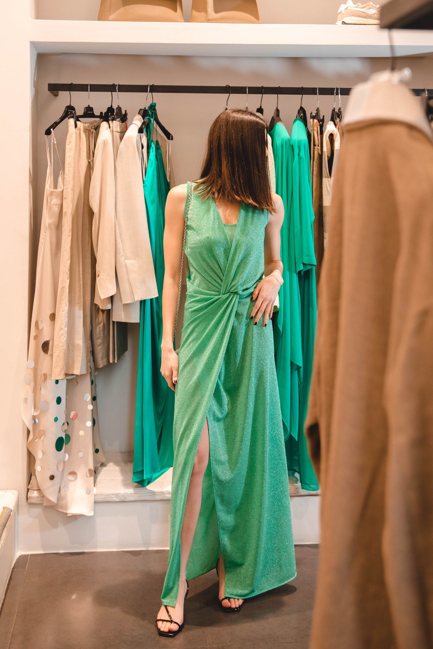 SIMONA CORSELLINI Abito Verde Lurex