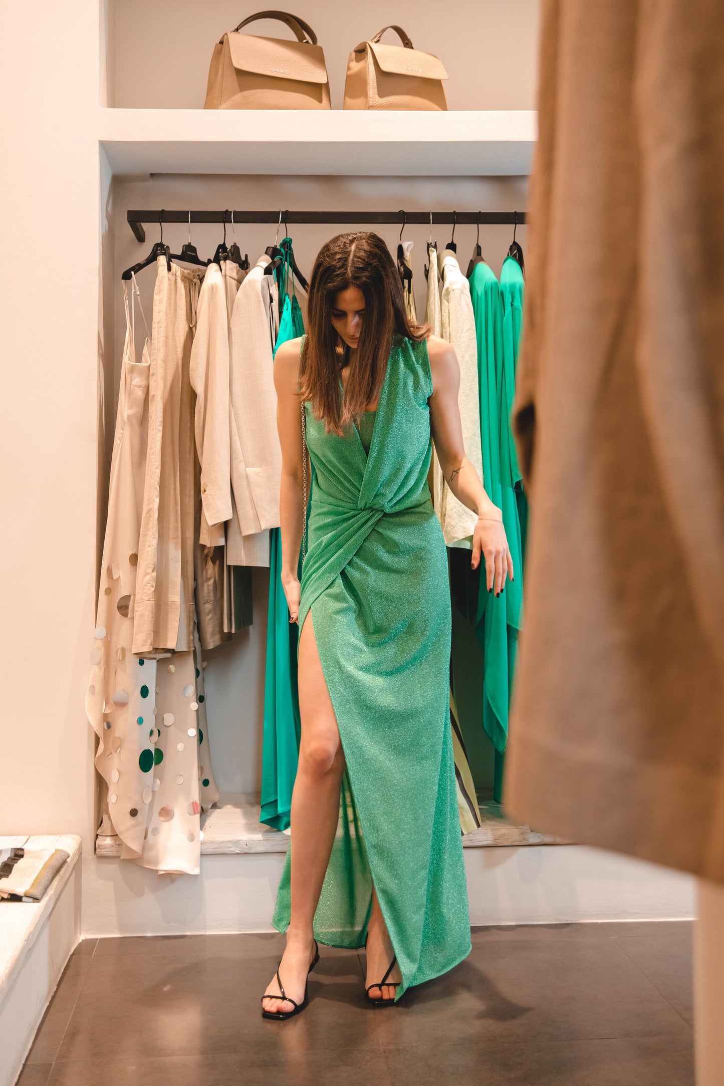 SIMONA CORSELLINI Abito Verde Lurex